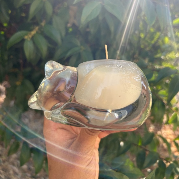 Bath & Body Works Other - Sleeping cat candle, Indiana glass sleeping cat candle